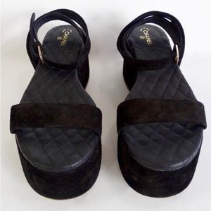 Chanel 2015 velvet platform